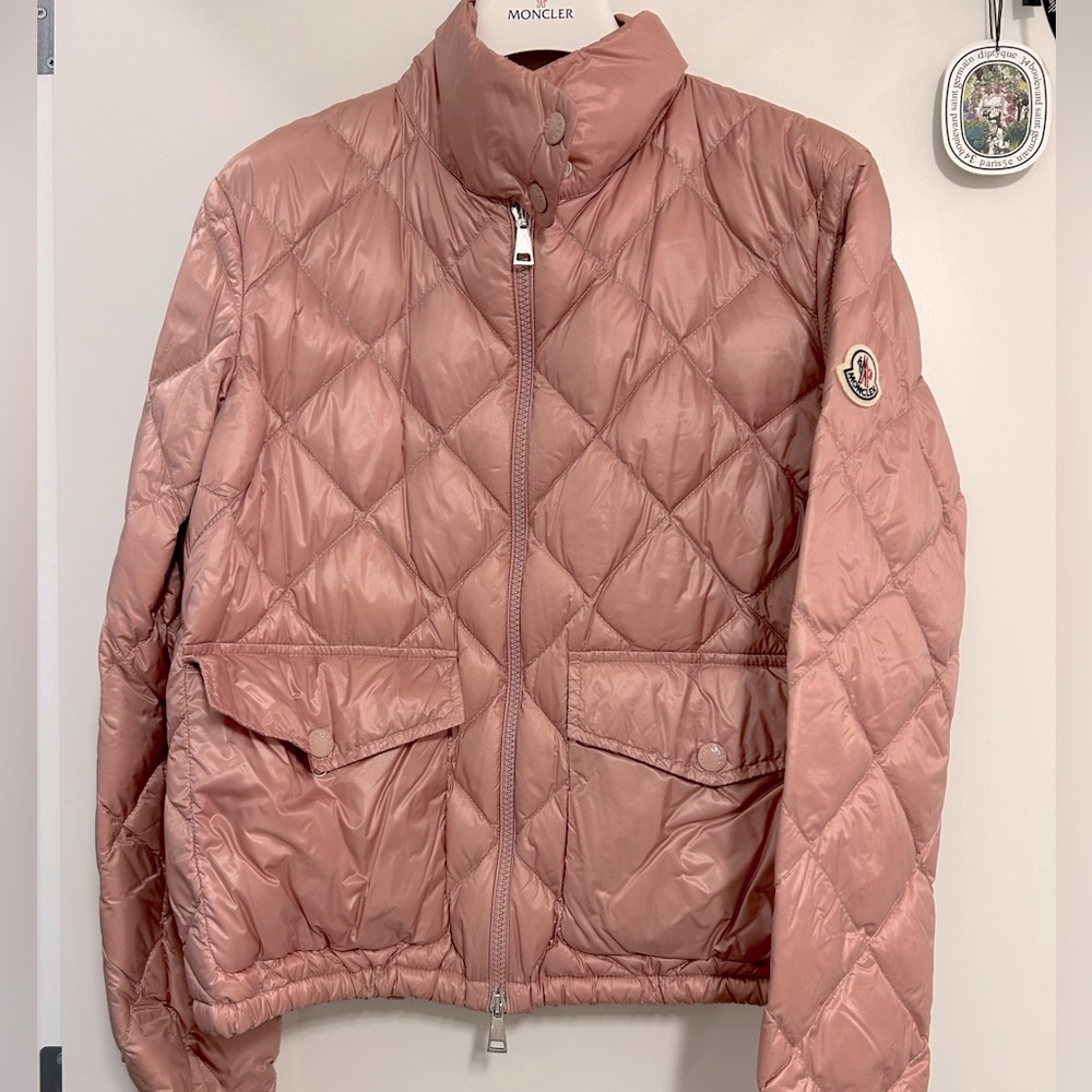 Moncler Quilted Puffer Jacket in Dusty Rose